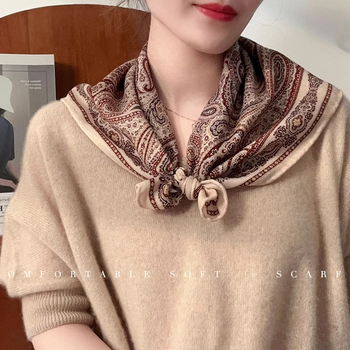 Kvadrātšalle no Mulberry zīda, warp-knitted, etniskais britu retro stils, pavasaris 2025