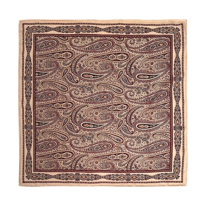 Kvadrātšalle no Mulberry zīda, warp-knitted, etniskais britu retro stils, pavasaris 2025