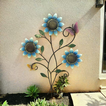 Spīdīgs saulespuķu dzelzs zemes stabs – dārza ārējais dekors (Materiāls: Dzelzs; Produkta kods: Sunflower; Zīmols: Mijia crafts; Kategorija: Dekori)
