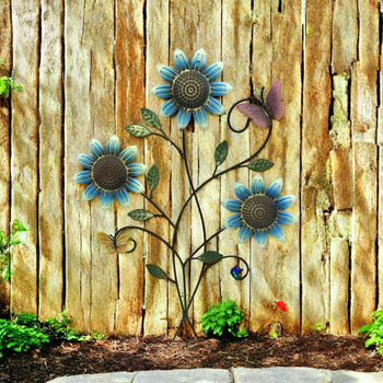 Spīdīgs saulespuķu dzelzs zemes stabs – dārza ārējais dekors (Materiāls: Dzelzs; Produkta kods: Sunflower; Zīmols: Mijia crafts; Kategorija: Dekori)