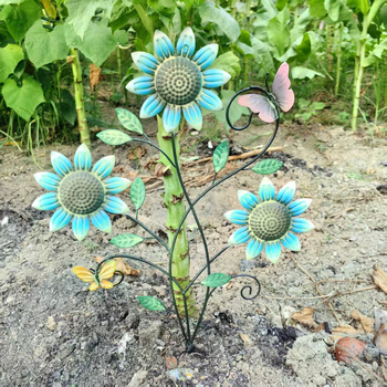 Spīdīgs saulespuķu dzelzs zemes stabs – dārza ārējais dekors (Materiāls: Dzelzs; Produkta kods: Sunflower; Zīmols: Mijia crafts; Kategorija: Dekori)