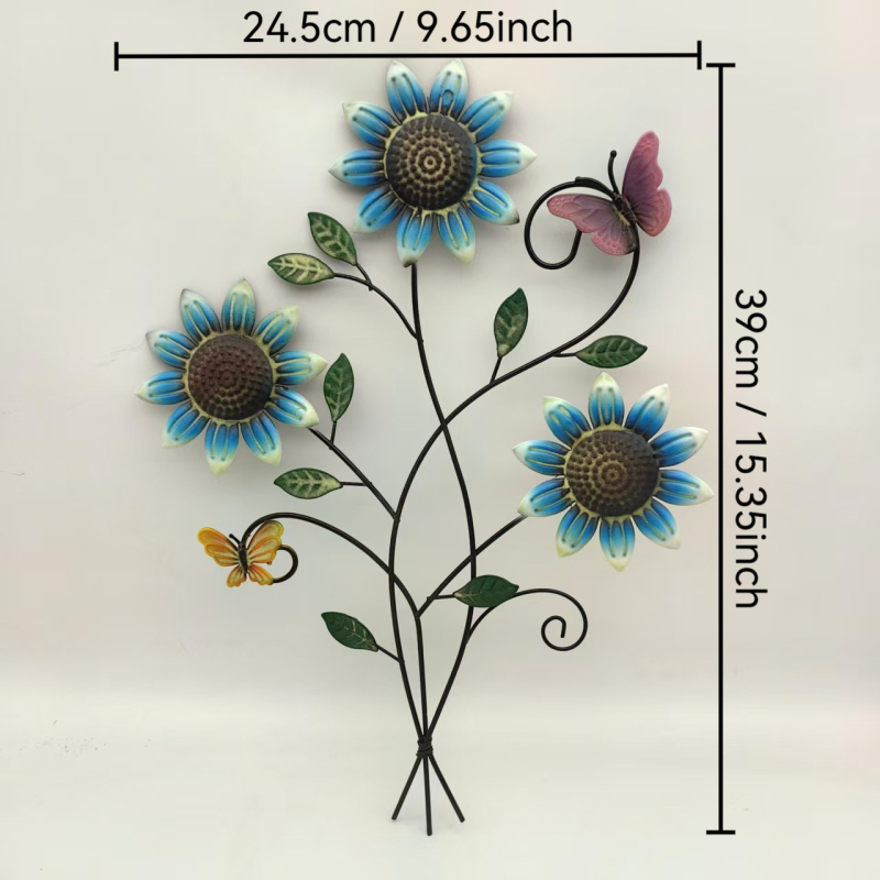 Spīdīgs saulespuķu dzelzs zemes stabs – dārza ārējais dekors (Materiāls: Dzelzs; Produkta kods: Sunflower; Zīmols: Mijia crafts; Kategorija: Dekori)