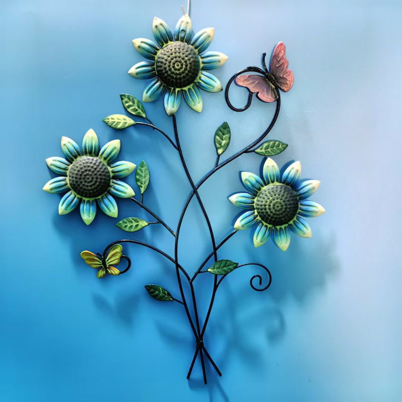 Spīdīgs saulespuķu dzelzs zemes stabs – dārza ārējais dekors (Materiāls: Dzelzs; Produkta kods: Sunflower; Zīmols: Mijia crafts; Kategorija: Dekori)