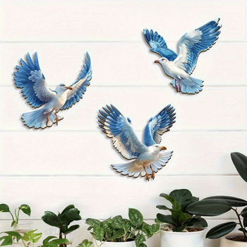 3-dijelni set drvenih zidnih ukrasa s galebovima, unutarnja dekoracija, kineski stil