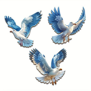 3-dijelni set drvenih zidnih ukrasa s galebovima, unutarnja dekoracija, kineski stil