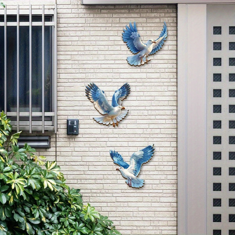 3-dijelni set drvenih zidnih ukrasa s galebovima, unutarnja dekoracija, kineski stil