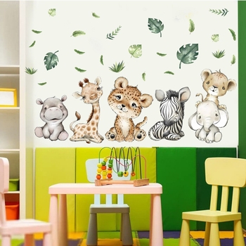 PVC falmatrica — aranyos erdei állatok, sík modell, gyerekszobára és hálószobába