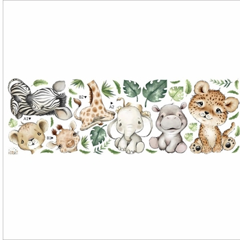 PVC falmatrica — aranyos erdei állatok, sík modell, gyerekszobára és hálószobába