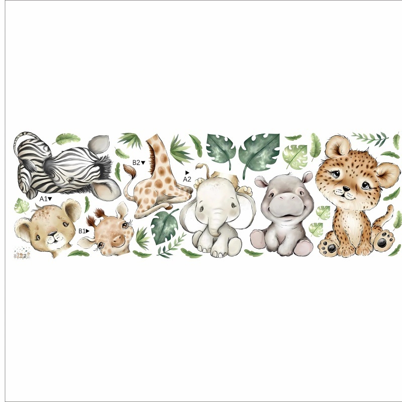 PVC falmatrica — aranyos erdei állatok, sík modell, gyerekszobára és hálószobába