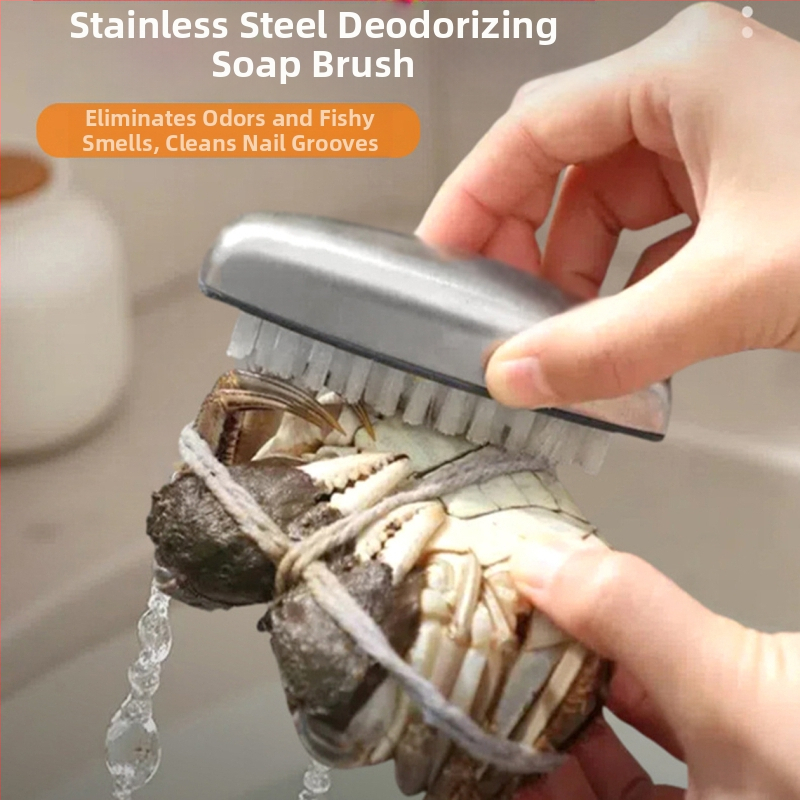 304 nerezová oceľová čistiaca kefka na odstraňovanie zápachu, dvojúčelová na ručné a čistenie ovocia a zeleniny, masážna kefka do kuchyne