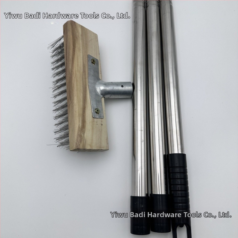 Nerūsējošā tērauda stiepļu suka ar pagarināmu rokturi terases, betona un pagalmu grīdu tīrīšanai