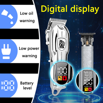 Elektriskais matu griezējs ar digitālo displeju, augsta jauda, nerūsējošā tērauda griežamā daļa, iekšēja akumulators 1200–2000mAh, darbības laiks 1–3 stundas