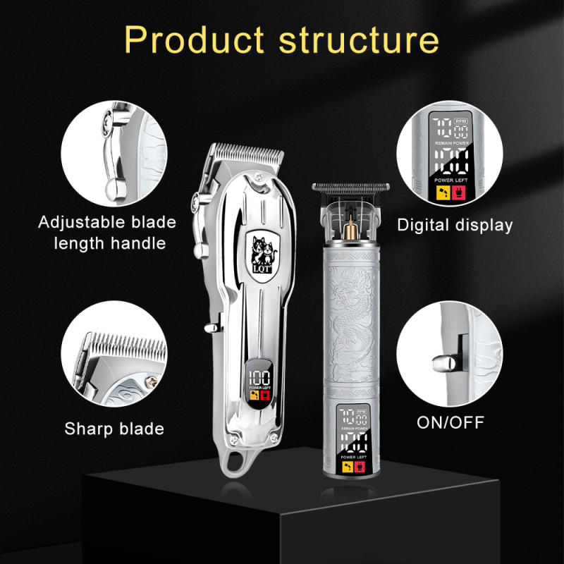 Elektriskais matu griezējs ar digitālo displeju, augsta jauda, nerūsējošā tērauda griežamā daļa, iekšēja akumulators 1200–2000mAh, darbības laiks 1–3 stundas