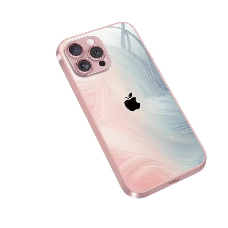 iPhone dėklas YK265-Metal Paint Glass Case: metalinis paviršius; šilumos sklaida; suderinamas su iPhone 11–14 (Pro/Max, Mini); amatas: dažymas