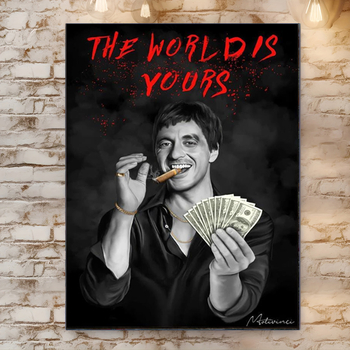 Tony Montana drobės meno plakatas – be rėmelio, vieno drobės spaudinys gyvenamajai patalpai, svetainei ar namų biurui (amerikietiškas stilius)