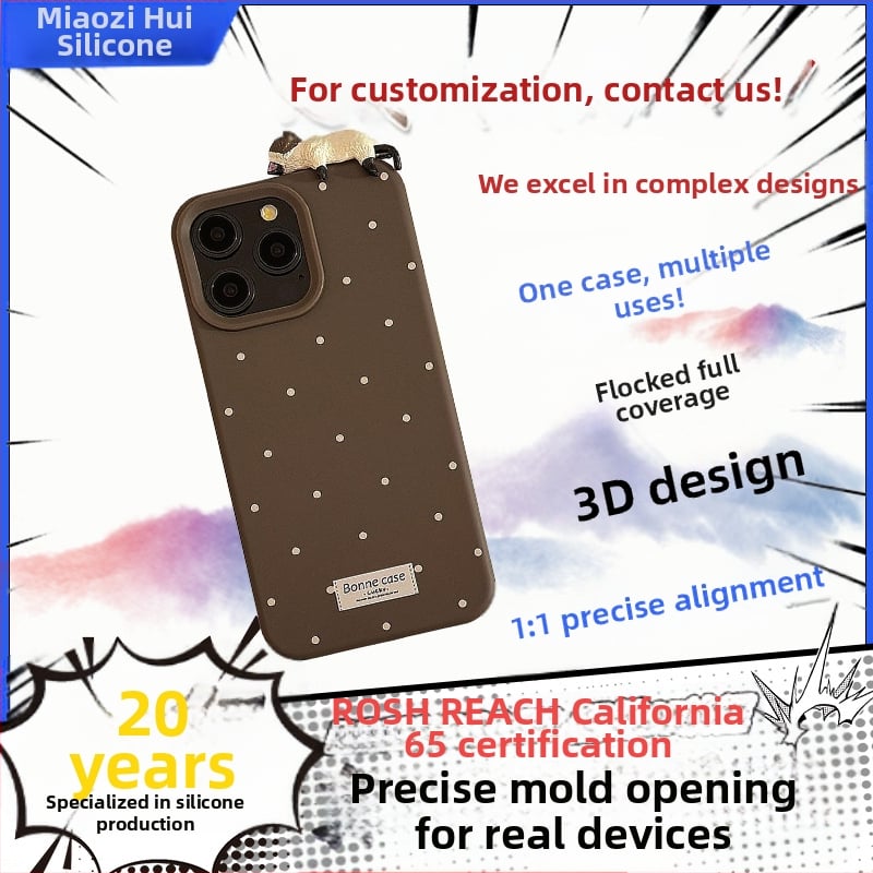 Tālruņa aizsargs ar 3D kaķēna punktotu dizainu, pilna aizsardzība, silikona materiāls, saderīgs ar iPhone 17, Xiaomi, Huawei