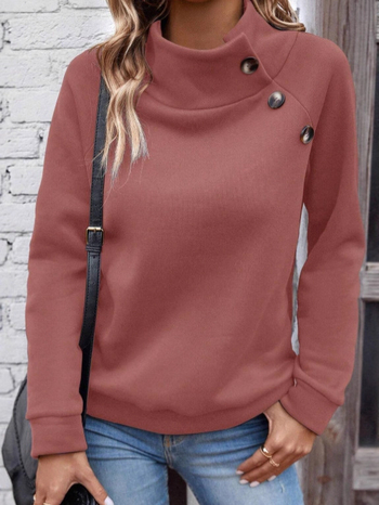 Moteriškas džemperis su aukštu kaklu, ilgomis rankovėmis, 95% poliesteris