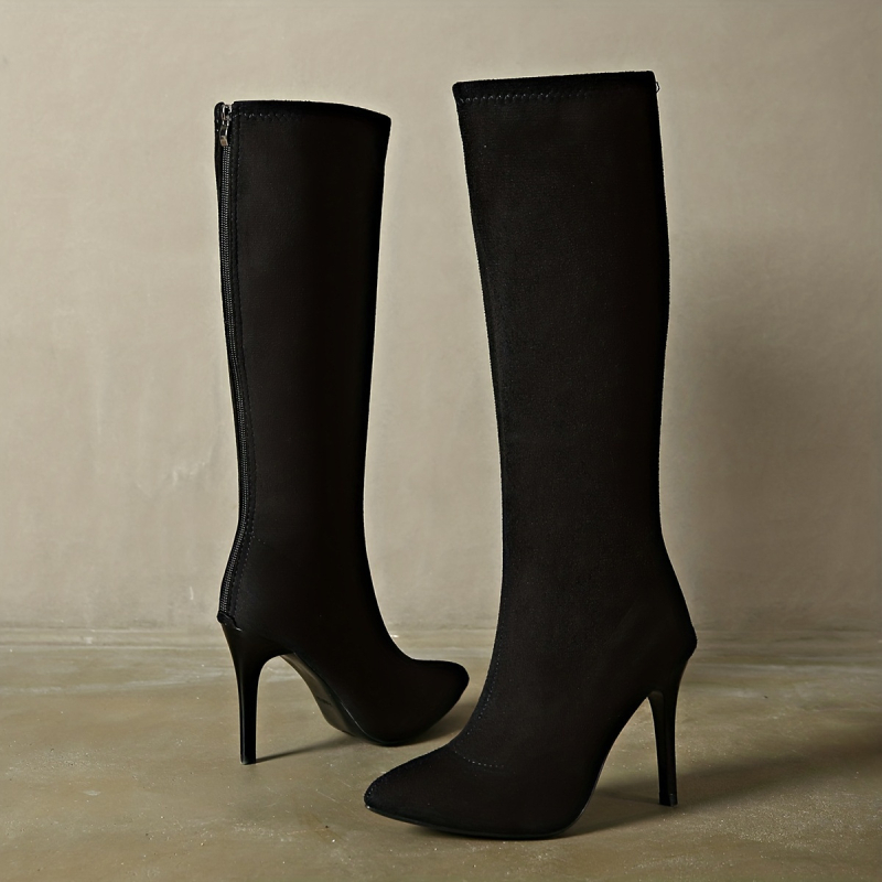 Moterų Martin batai, velūrinė viršutinė dalis, smailus pirštas, plonas kulnas, aukštas shaft, kulno aukštis 6–8 cm