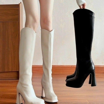 Moteriški jojimo batai — mikropluošto viršus, aukštas siluetas, europietiško–amerikietiško stiliaus, liesas kontūras