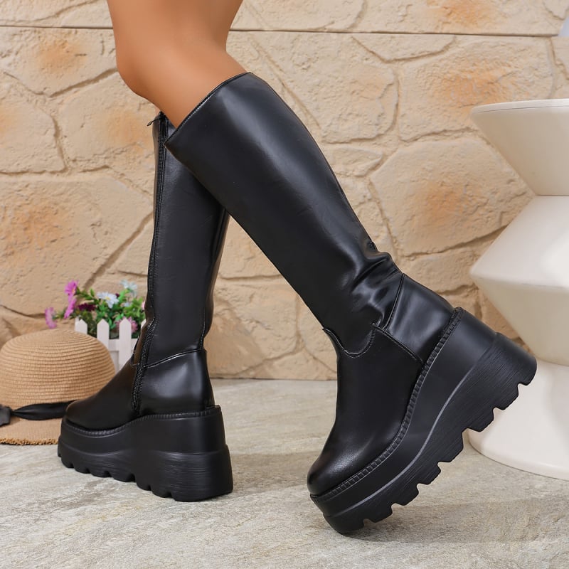 Martin zābaki ar vidējo garumu, platforma, PU augšdaļa, apaļš purns, sānu rāvējslēdzējs