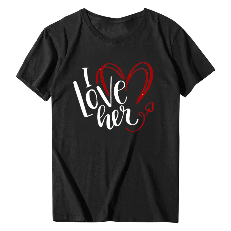 T-krekls ar mīlestības sirds izdruku, Milk Silk un poliesters, apaļš kakls, īsās piedurknes, brīvs siluets