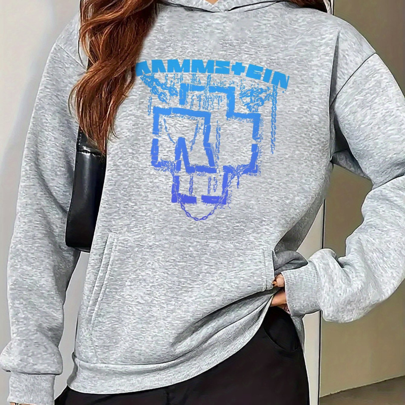 Moteriškas megztinis su gobtuvu — ilgos rankovės, apvali kaklo iškirptė, poliesteris, ruduo 2025