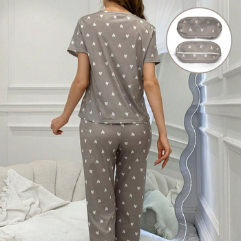 Divu daļu naktsveļas komplekts mājai, Milk Silk audums, apaļš kakla izgriezums, 3/4 piedurknes, plāns materiāls, 95–100% poliesteris