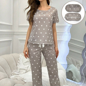 Divu daļu naktsveļas komplekts mājai, Milk Silk audums, apaļš kakla izgriezums, 3/4 piedurknes, plāns materiāls, 95–100% poliesteris