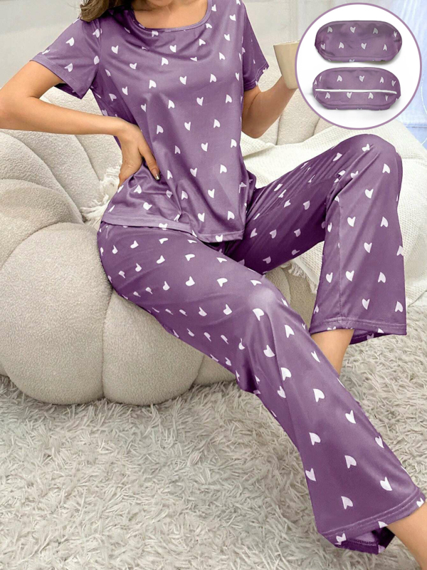 Divu daļu naktsveļas komplekts mājai, Milk Silk audums, apaļš kakla izgriezums, 3/4 piedurknes, plāns materiāls, 95–100% poliesteris