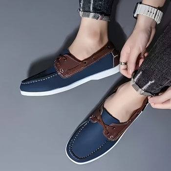 Unisex laivu kurpes - PU augšdaļa, Leather Toe Cap, Brogue Wing Pattern, Low Top