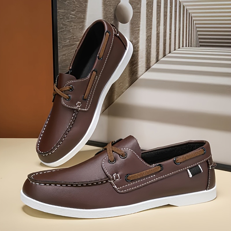 Unisex laivu kurpes - PU augšdaļa, Leather Toe Cap, Brogue Wing Pattern, Low Top