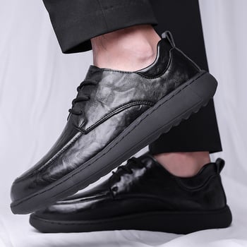 Muške kožne loaferice s gornjim dijelom od mikrovlakana, kožni toe cap, plastični đon, ravni potplat