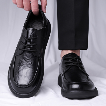 Muške kožne loaferice s gornjim dijelom od mikrovlakana, kožni toe cap, plastični đon, ravni potplat