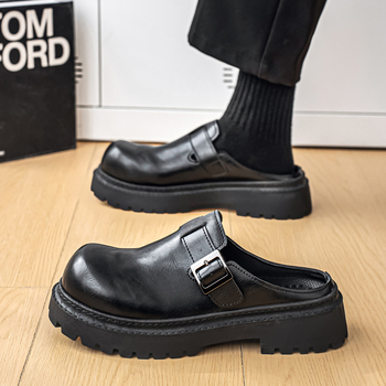 Vīriešu korķa čības ar EVA zoli, mākslīgās ādas augšdaļa, Slip-On, ikdienas stils (Ziema 2024)