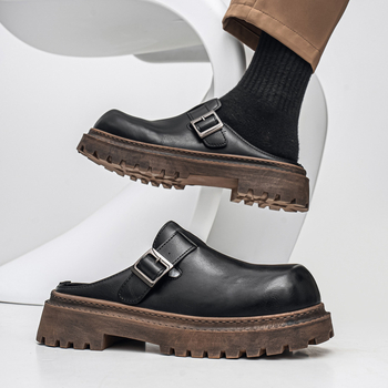 Vīriešu korķa čības ar EVA zoli, mākslīgās ādas augšdaļa, Slip-On, ikdienas stils (Ziema 2024)