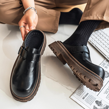 Vīriešu korķa čības ar EVA zoli, mākslīgās ādas augšdaļa, Slip-On, ikdienas stils (Ziema 2024)