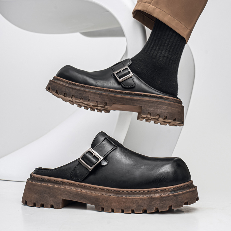 Vīriešu korķa čības ar EVA zoli, mākslīgās ādas augšdaļa, Slip-On, ikdienas stils (Ziema 2024)