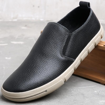 Vīriešu ikdienas slip-on kurpes, augšdaļa no pirmās kvalitātes liellādas ādas, apaļa purngala, gumijas zole, japāņu ārējais stils