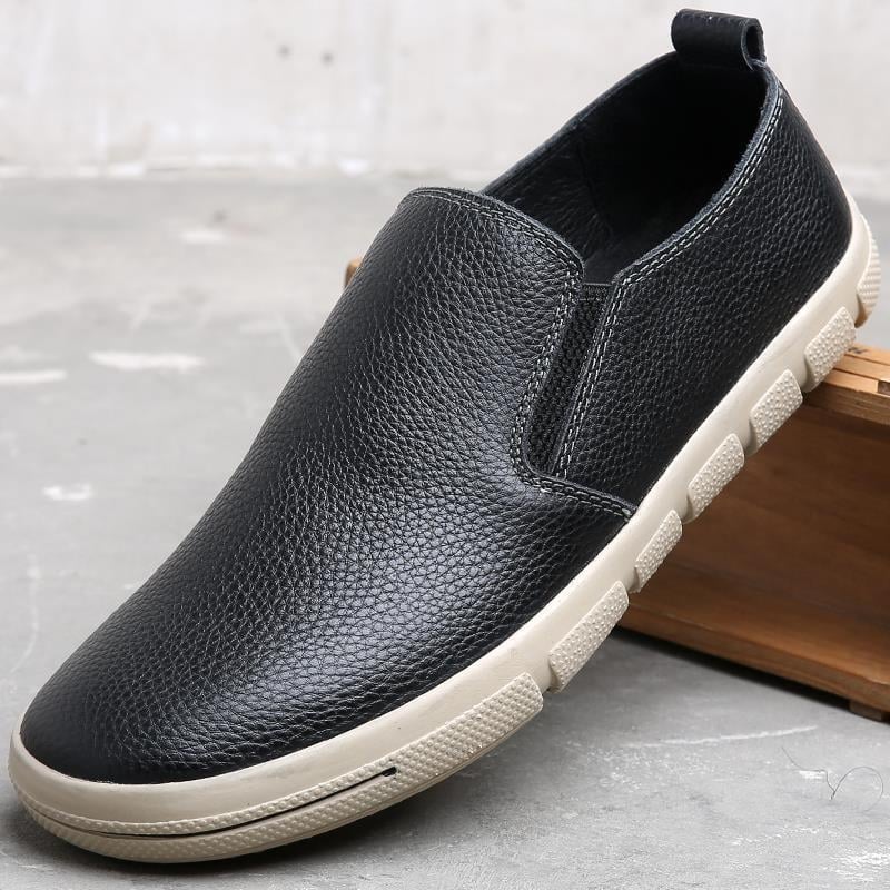 Vīriešu ikdienas slip-on kurpes, augšdaļa no pirmās kvalitātes liellādas ādas, apaļa purngala, gumijas zole, japāņu ārējais stils