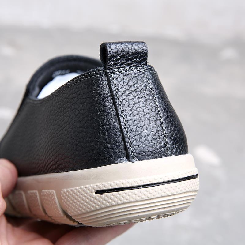 Vīriešu ikdienas slip-on kurpes, augšdaļa no pirmās kvalitātes liellādas ādas, apaļa purngala, gumijas zole, japāņu ārējais stils