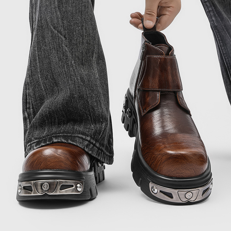 Vīriešu Martins kurpes ar biezu zoli, vasara 2025, britu stila motociklu-punk stilā īsas kurpes, modelis 561221, gumijas zole, priekšējā šņorēšana