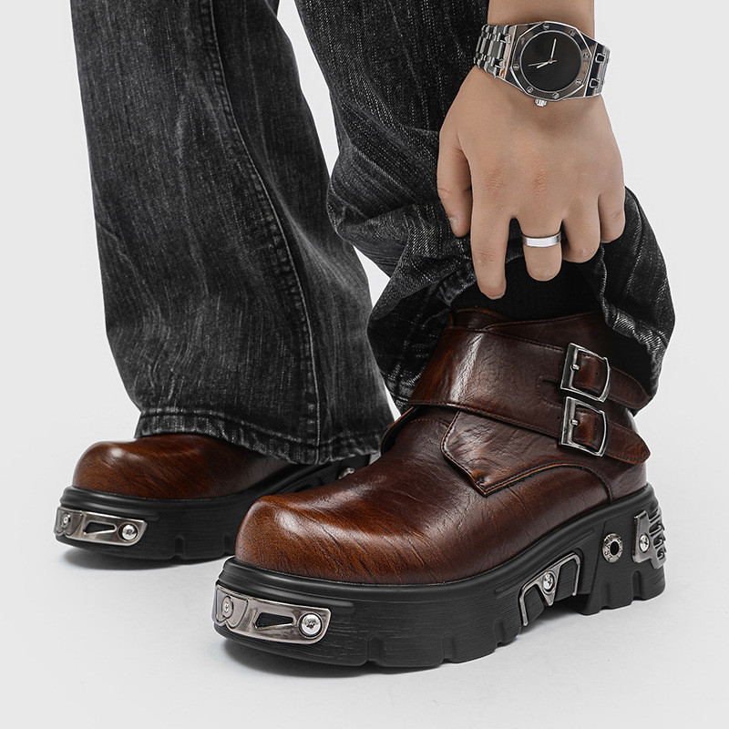 Vīriešu Martins kurpes ar biezu zoli, vasara 2025, britu stila motociklu-punk stilā īsas kurpes, modelis 561221, gumijas zole, priekšējā šņorēšana