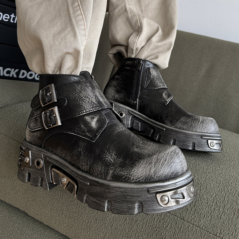 Vīriešu Martins kurpes ar biezu zoli, vasara 2025, britu stila motociklu-punk stilā īsas kurpes, modelis 561221, gumijas zole, priekšējā šņorēšana