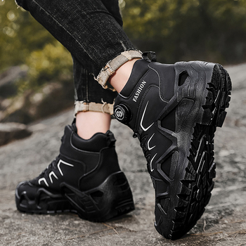 Aukštos sportinės bateliai su PU viršutine dalimi, elastinis užsegimas, atsparūs vandeniui, kaukolės raštas, lengvas MD padas