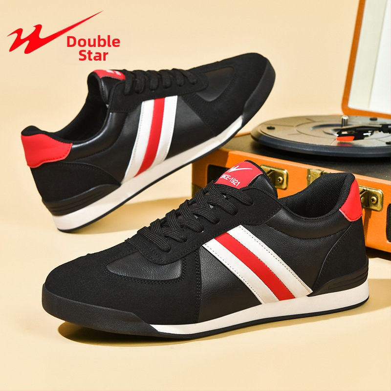 Double Star voľnočasové topánky s šnúrkami – unisex, nízky profil, vrchná časť z syntetickej kože, sieťovaná vnútorná časť, textilná stielka