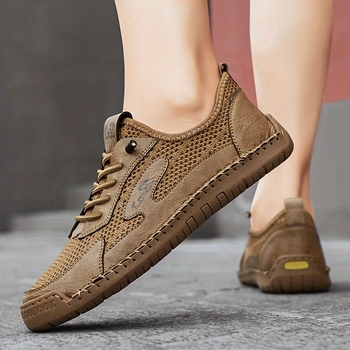 Vīriešu elpojošas nubuk ādas sporta kurpes ar gumijas zoli, apaļa purngala, visām sezonām, piemērotas dažādiem pasākumiem