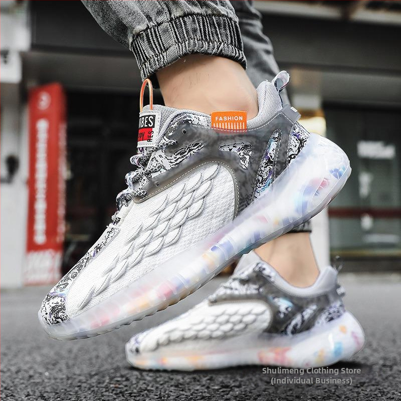 Pánske športovo-voľnočasové priedušné mrežové tenisky — horný diel sieťovina, PU stielka, protišmyková gumová podrážka, nízke päty 1–3 cm, šnúrky