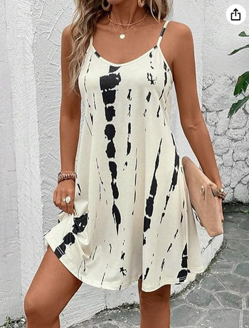 A līnijas kleita, vidējā garuma, 3D print, U kakla izgriezums, poliesters 70–80%