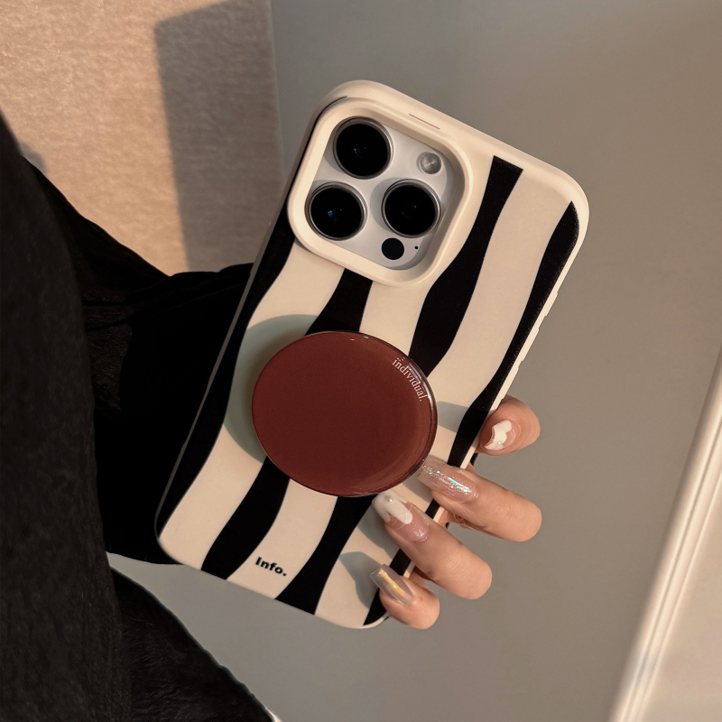 iPhone 14 Pro Max vāciņš ar zebras rakstu, TPU materiāls, retro statīvs, kritienu izturība, pielāgošana