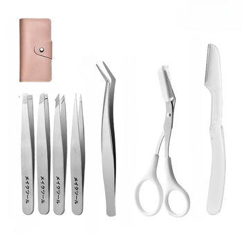 Pārnēsājams uzacu kopšanas komplekts: uzacu klips, uzacu griezējs, uzacu šķēres – nerūsējošais tērauds